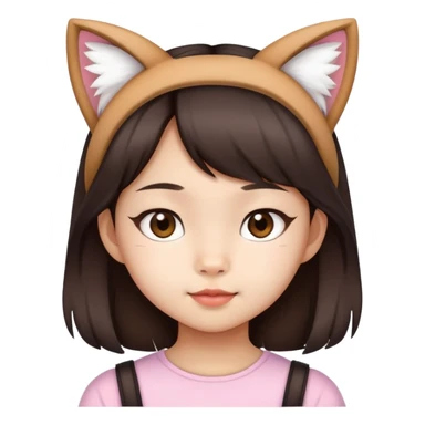 Little asian girl with a cat ears sticker