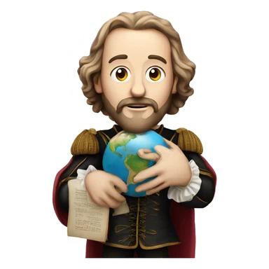 Shakespeare holds a globe in his hands sticker