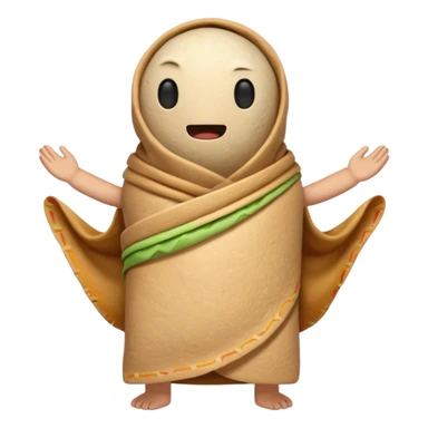 A burrito with arms and legs and no face sticker