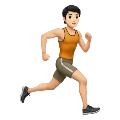 man running black hair sticker
