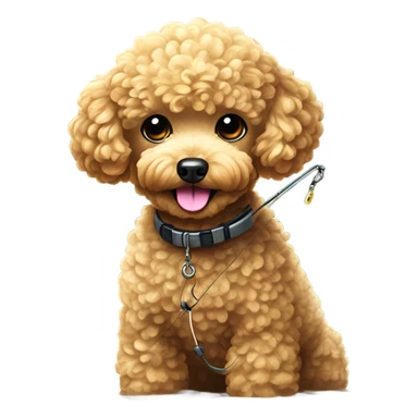 Golden toy poodle fishing sticker
