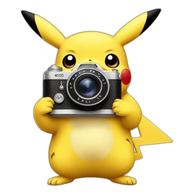 Pikachu holding a vintage camera sticker