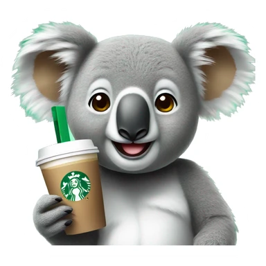 Koala drinking starbucks cold coffee sticker