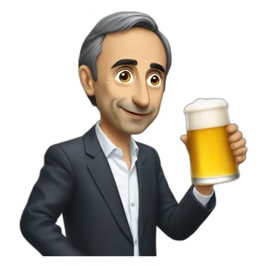 éric zemmour holding a beer sticker