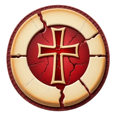 Cracked communion wafer bleeding from the center, heretical gothic symbol sticker