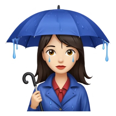 she getting wet (umbrella, dripping dark hair) sticker