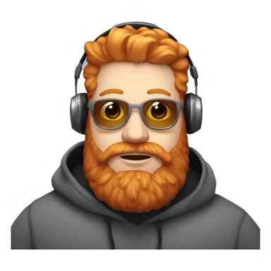 Fat ginger with full beard American twitch streamer with hoodie and headphones sticker