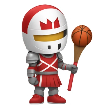 Red and  white Knight playing  girls basketball sticker