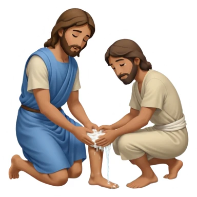 JESUS WASHING DISCIPLES FEET 2 MEN sticker