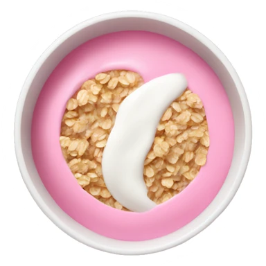 pink yogurt in a bowl with oats on the side sticker