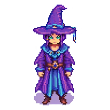 Dark Magician from Yu-Gi-Oh! pixel art style sticker