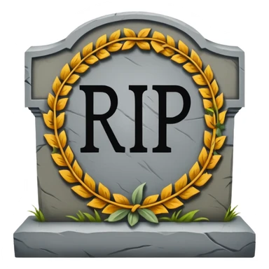 The word RIP on a headstone  sticker