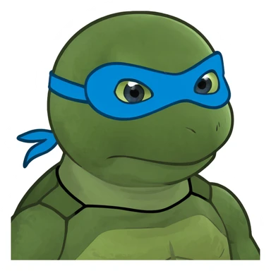 ninja turtle wearing blue eye mask with blue cake sticker