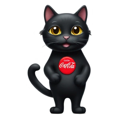 black cat with a Coca-Cola sticker around its belly sticker