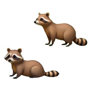 Collage of a raccoon and capybara in a lush, vibrant forest. The raccoon curiously looks around, while the capybara rests peacefully near a stream. The forest is full of green trees, leaves, and soft sunlight. A serene and natural background. sticker