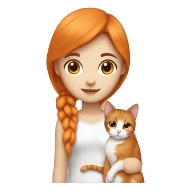 Girl white brown hair and orange cat sticker