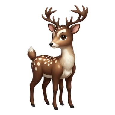 Colorful dark realistic chocolate-brown tropical beige fur glorious divine exotic cute cool beautiful shiny beautiful fantasy-Furret-caracal-civet-genet-sergal-vernid-Cacomistle-oncilla-animal-hybrid-fursona with white deer-spots pattern markings (full body) sticker