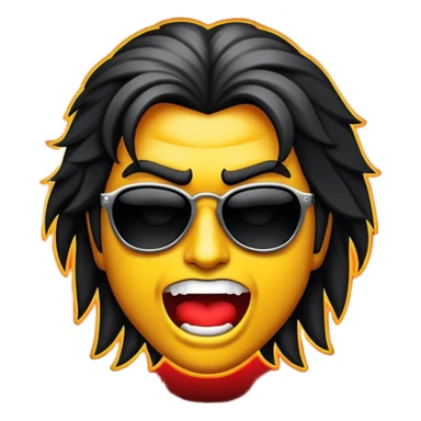 Cinematic Realistic Rock 'n' Roll Pop Culture Emoji, depicted with a dynamic portrayal of the rebellious spirit of rock music rendered with bold textures and vibrant, edgy lighting. sticker