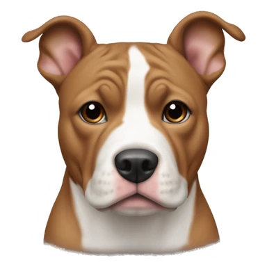 A light brown Stafford shire bull terrier with a white mark in the front of the chest and a white mark in between the eyebrows, from right above the nose and up to the eyebrows sticker