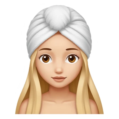 A beautiful girl with long hair wore a white towel on her head sticker