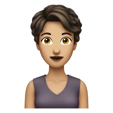 Brunette woman with bushy moustache. Pixie cut sticker