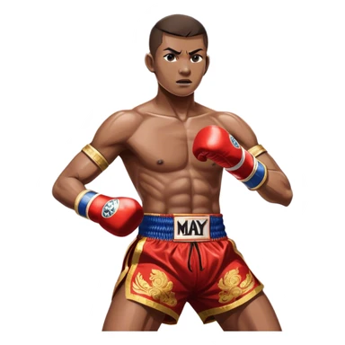 Muay Thai traditional – Cinematic Realistic Traditional Muay Thai Fighter, depicted in authentic Muay Thai attire with arm bands and shorts, poised in a dynamic fighting stance in a traditional Thai stadium, rendered with vivid textures and dramatic, high-contrast lighting that accentuates the art’s intensity. sticker