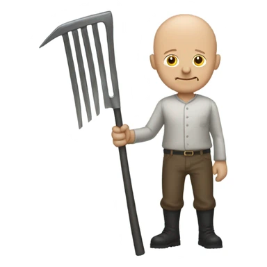 Bald men with pitch forks  sticker