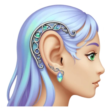 Elvish fae shiny sparkly iridescent translucent diaphanous ear climber ear cuff sticker