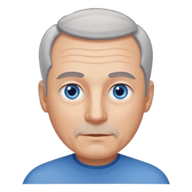 Middle aged man with receding grey hair and no beard, blue eyes sticker