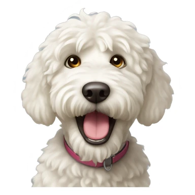 White labradoodle with mouth open  sticker