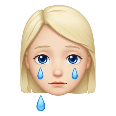 mix of these two 🥺☺️ but make it classic orginal emoji not woman or man face and without hearts and a little bit sad but still smile, make the drops blue like cry sticker