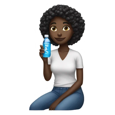 black girl drinking fiji water sticker