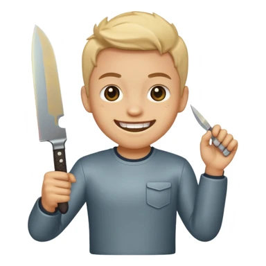 smiling face with teeth holding a knife  sticker