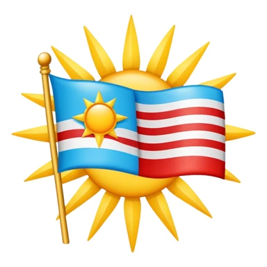 Create a flag proposal for Hispanic America, combining symbolic elements common to Hispanic-American countries:

AZUL CELESTE  
---------------------  
  ★   ★   ★   ★   ★  
     ☀  
---------------------  
VERMELHO  
```  
*(Sol central com estrelas acima, entre faixas azul e vermelha.)*   sticker