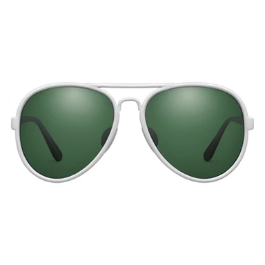 white frame, dark green lenses, aviator sunglasses, emoji style sticker