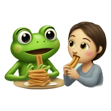 little frog and his mom eating churros sticker