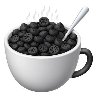 a cup filled with smooth black lava stones for perfuming the ambient sticker