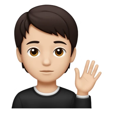 Dark brown hair, black and white skined and is a boy sticker