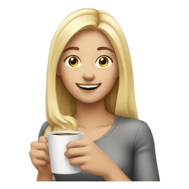 happy blonde girl with coffee sticker
