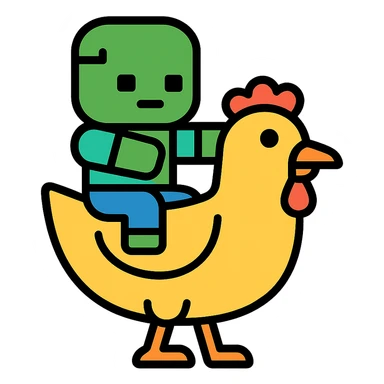 color outline icon of a baby zombie riding a chicken sticker
