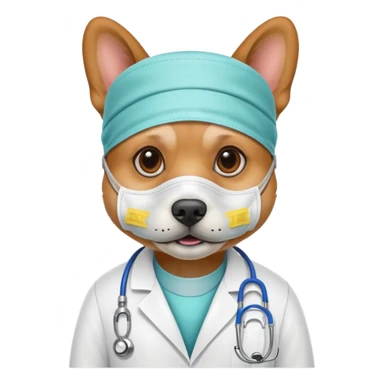 doctor dog Wearing Medical Mask sticker