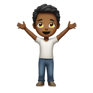 child shrugs his shoulders and spreads his arms  sticker