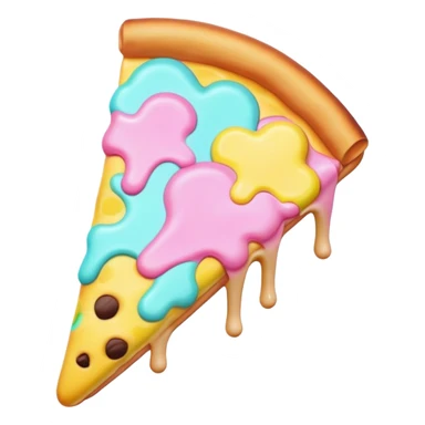 Melted neon kawaii pastel ice cream pizza slice sticker