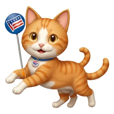 happy cat running for president with an "i voted" sticker sticker