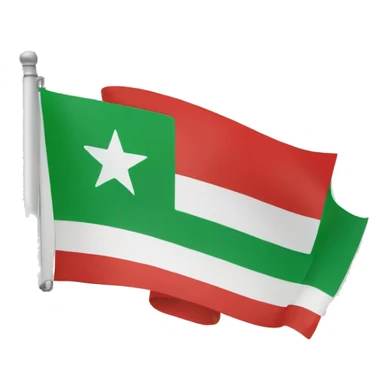 Flag with three stripes green on top white in the middle and black on the bottom with three red starts in the middle with the white stripe sticker