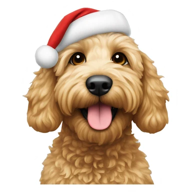 Goldendoodle wearing Santa hat sticker