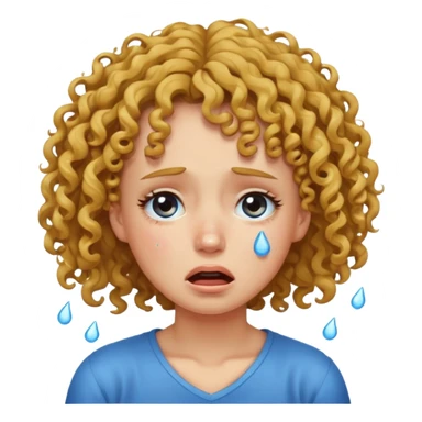 ragazza capelli ricci piange sticker
