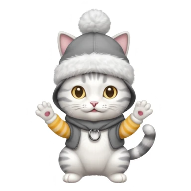 Rengi gri beyaz olaolan rapci kedi sticker