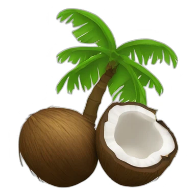 inverted coconut palm with two coconuts and 1 log at the middle sticker