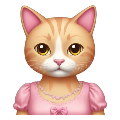 pink cat with dress sticker